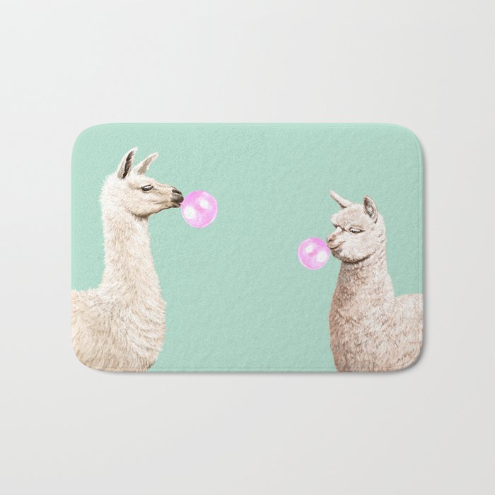 Llama and Alpaca Bubblegum Gang Bath Mat