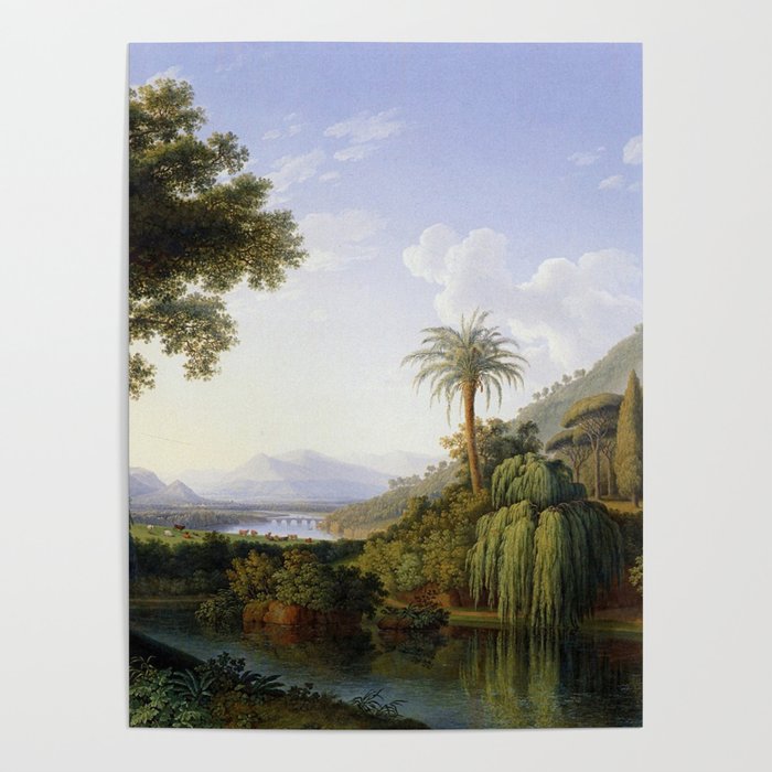 Caserta, Italy Campania Formal Gardens and Waterfall landscape painting by Jacob Philipp Hackert  Poster