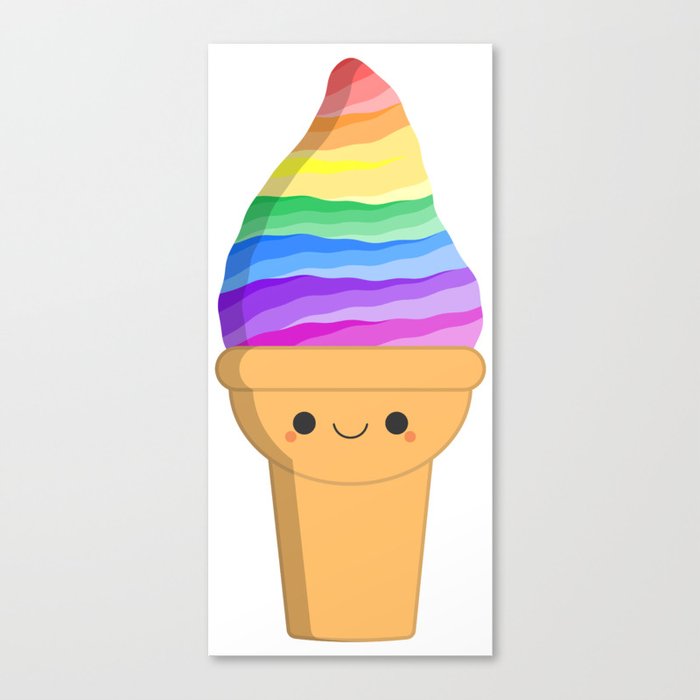 Kawaii Rainbow Ice Cream Cone Canvas Print By Pomonaghan Society6