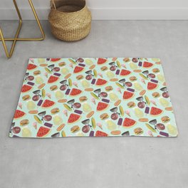 Watercolor BBQ Pattern Area & Throw Rug