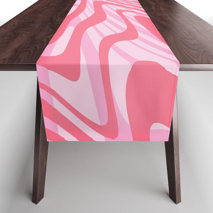Pink Liquid Abstract Pattern. Digital Painting Illustration Background Table Runner