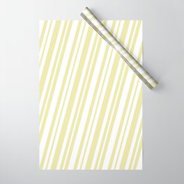 [ Thumbnail: Pale Goldenrod and White Colored Lines Pattern Wrapping Paper ]