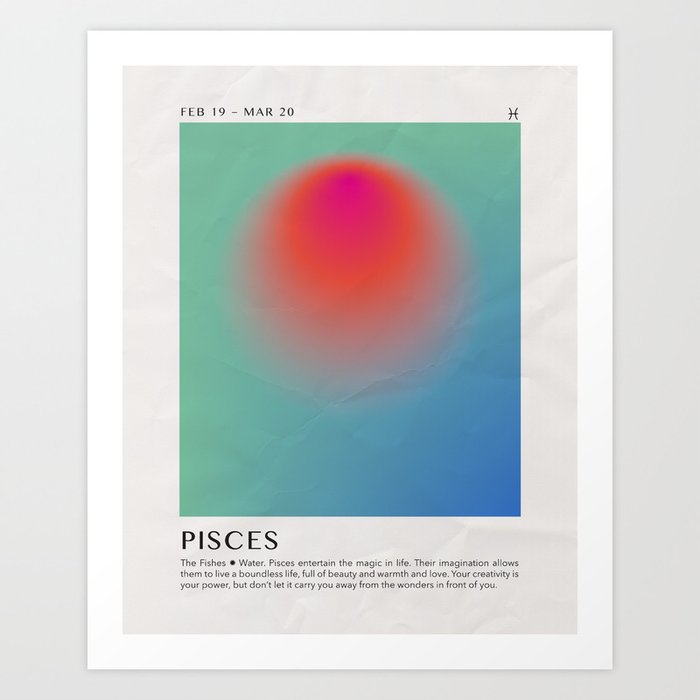 Pisces Astrology Zodiac Aura Gradient Art Print Art Print