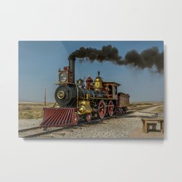 UP 119 Golden Spike Utah Steam Locomotive Historic Train Metal Print | Ferroequinologist, Locomotive, Smoke, Vintage Train, Railway, Color, Rail, Western Train, Steam Power, Up119 