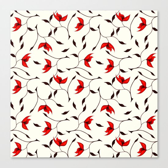 Strange Red Flowers Pattern Canvas Print