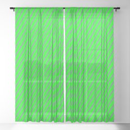 [ Thumbnail: Slate Gray and Lime Colored Striped Pattern Sheer Curtain ]