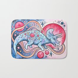 Star Tricera | Cosmic Dinosaur Watercolor Bath Mat | Planets, Sparkle, Scifi, Astronomy, Star, Science, Painting, Sciart, Moon, Sciencefiction 