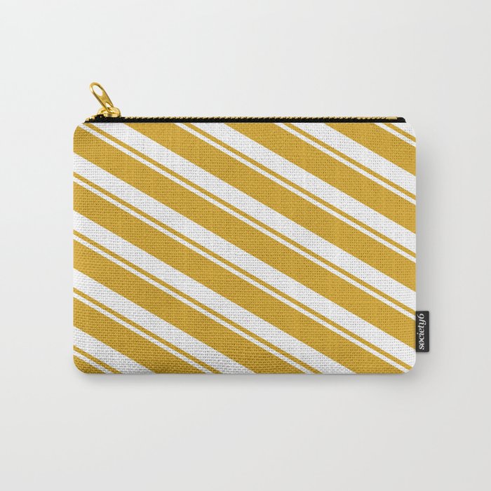 Goldenrod and White Colored Stripes Pattern Carry-All Pouch