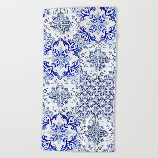 azulejos - Portuguese painted tiles Beach Towel