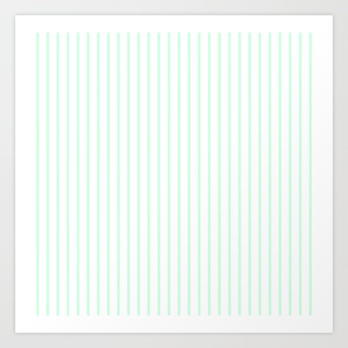 Summermint Green Pinstripe on White Pattern Art Print
