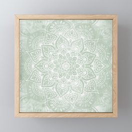 Mandala, Yoga Love, Sage Green, Boho Print Framed Mini Art Print
