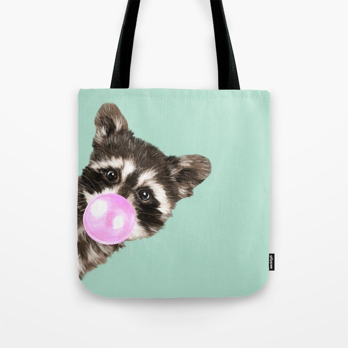Bubble Gum Baby Raccoon Tote Bag