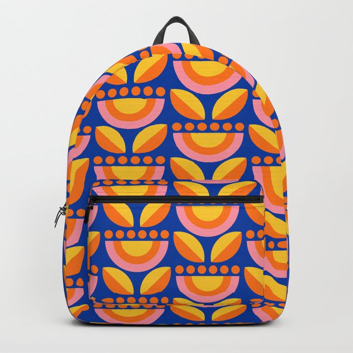 Minimalist Floral in Blue and Orange Backpack