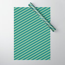 [ Thumbnail: Teal & Dark Sea Green Colored Striped/Lined Pattern Wrapping Paper ]