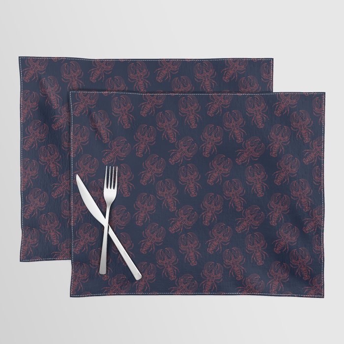 lobsters (red on navy blue) Placemat