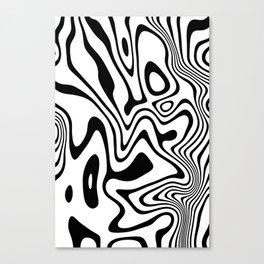 Organic Shapes And Lines Black And White Optical Art Canvas Print