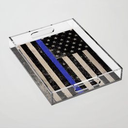 Thin Blue Line Police Flag First Responder USA Hero Acrylic Tray