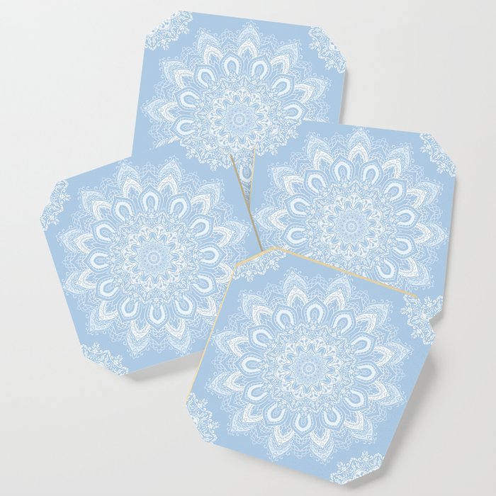 Boho Baby Blue Mandala Flower Coaster