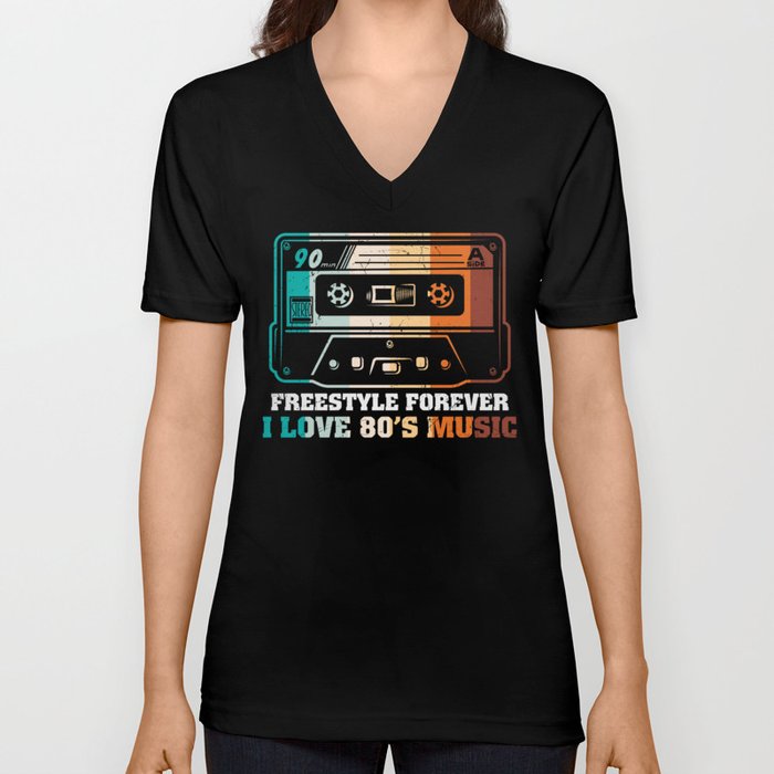 Freestyle Forever I Love 80’s Music V Neck T Shirt