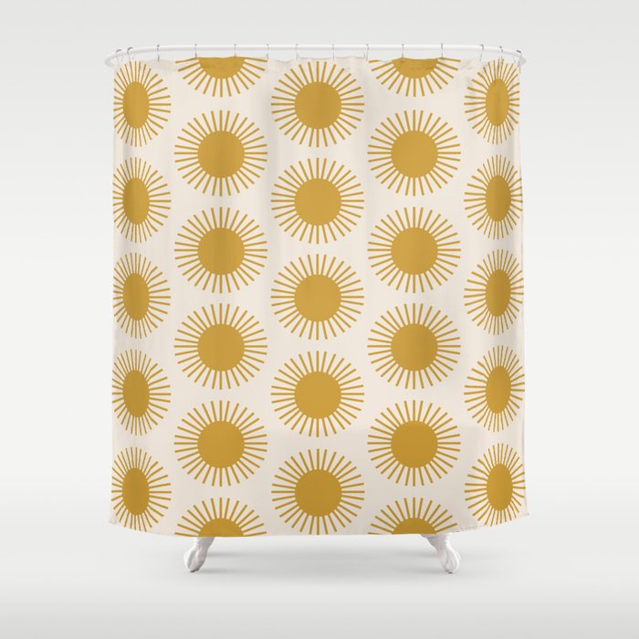 Golden Sun Pattern Shower Curtain