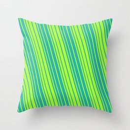 [ Thumbnail: Light Sea Green & Light Green Colored Stripes/Lines Pattern Throw Pillow ]