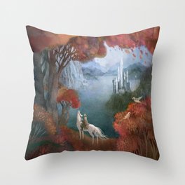 Traveller and the Fairy Castle Throw Pillow