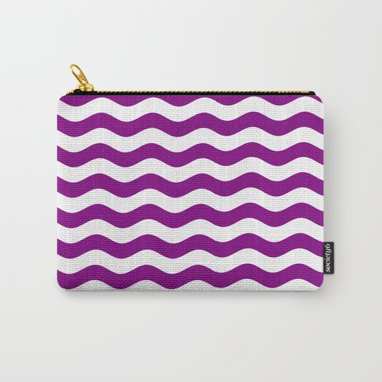 Wavy Stripes (Purple/White) Carry-All Pouch