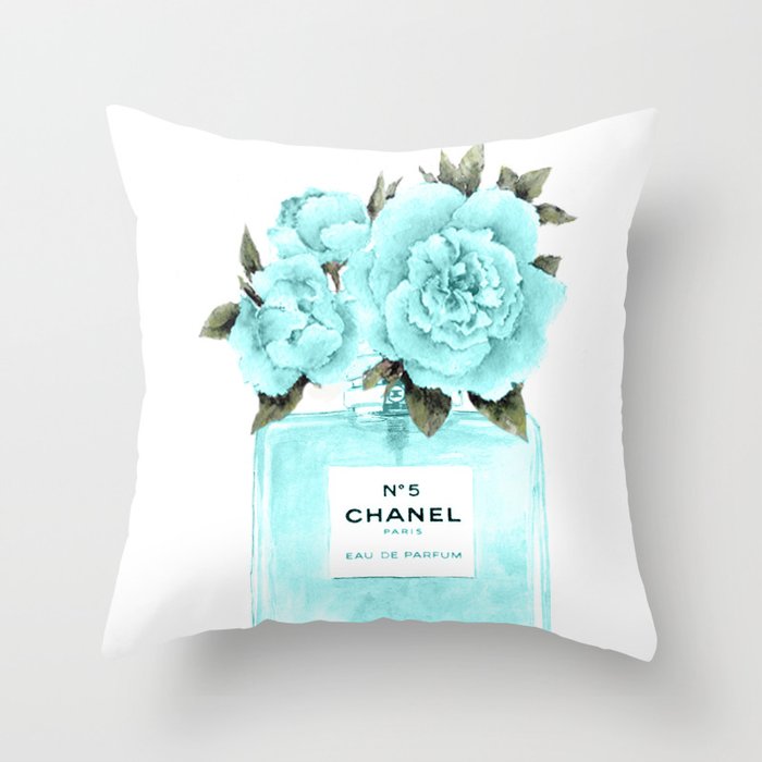Perfume with peony Throw Pillow by Green Palace