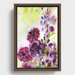 purple dream with flowers Framed Canvas