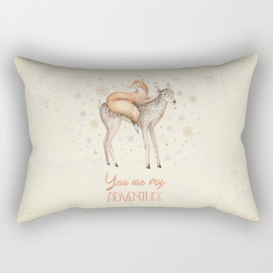 You are my adventure- fox and deer in winter- merry christmas Rectangular Pillow