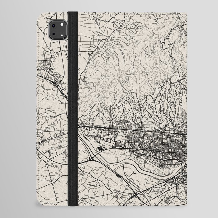 Zagreb - Croatia - Black&White Illustrated Map iPad Folio Case