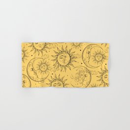 Yellow Magic Celestial Sun Moon Stars Hand & Bath Towel