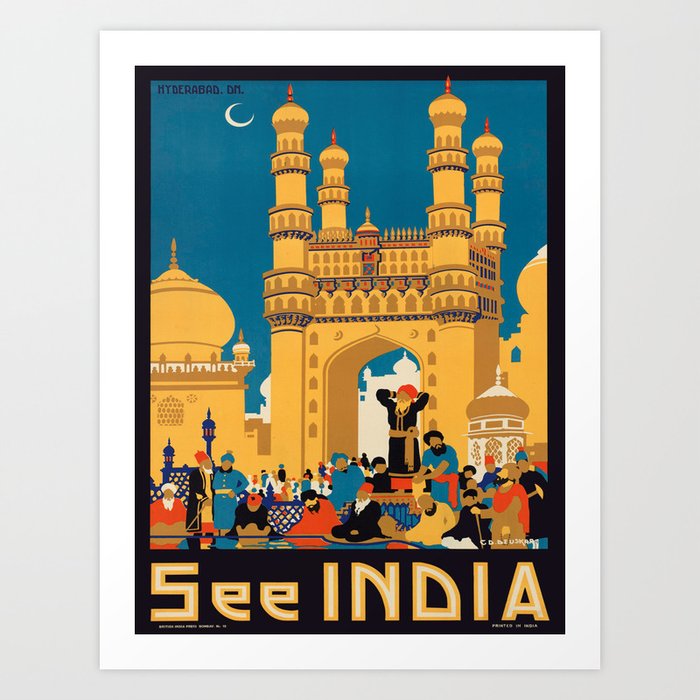Vintage poster - India Art Print