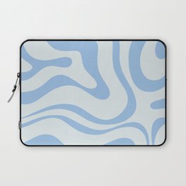 Soft Liquid Swirl Abstract Pattern Square in Powder Blue Laptop Sleeve