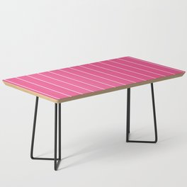 Simple White Stripes on Intense Pink Background Coffee Table