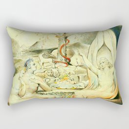 William Blake "Illustrations to Milton's Paradise Lost - Raphael Warns Adam and Eve" Rectangular Pillow