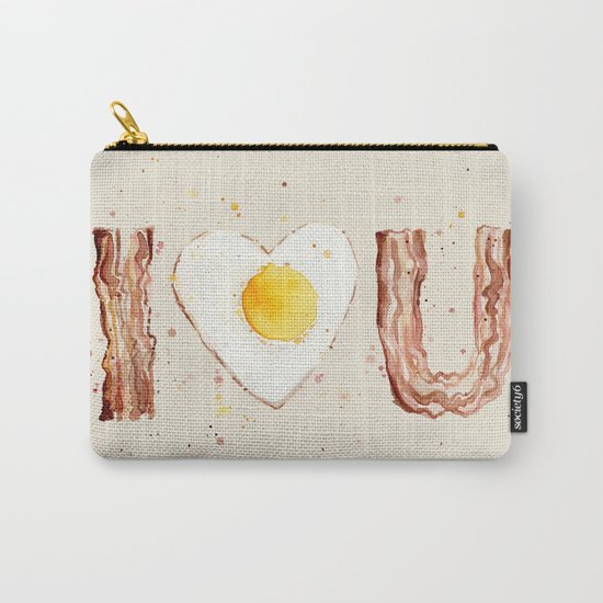 Bacon and Egg I love You Breakfast Food I heart Carry-All Pouch