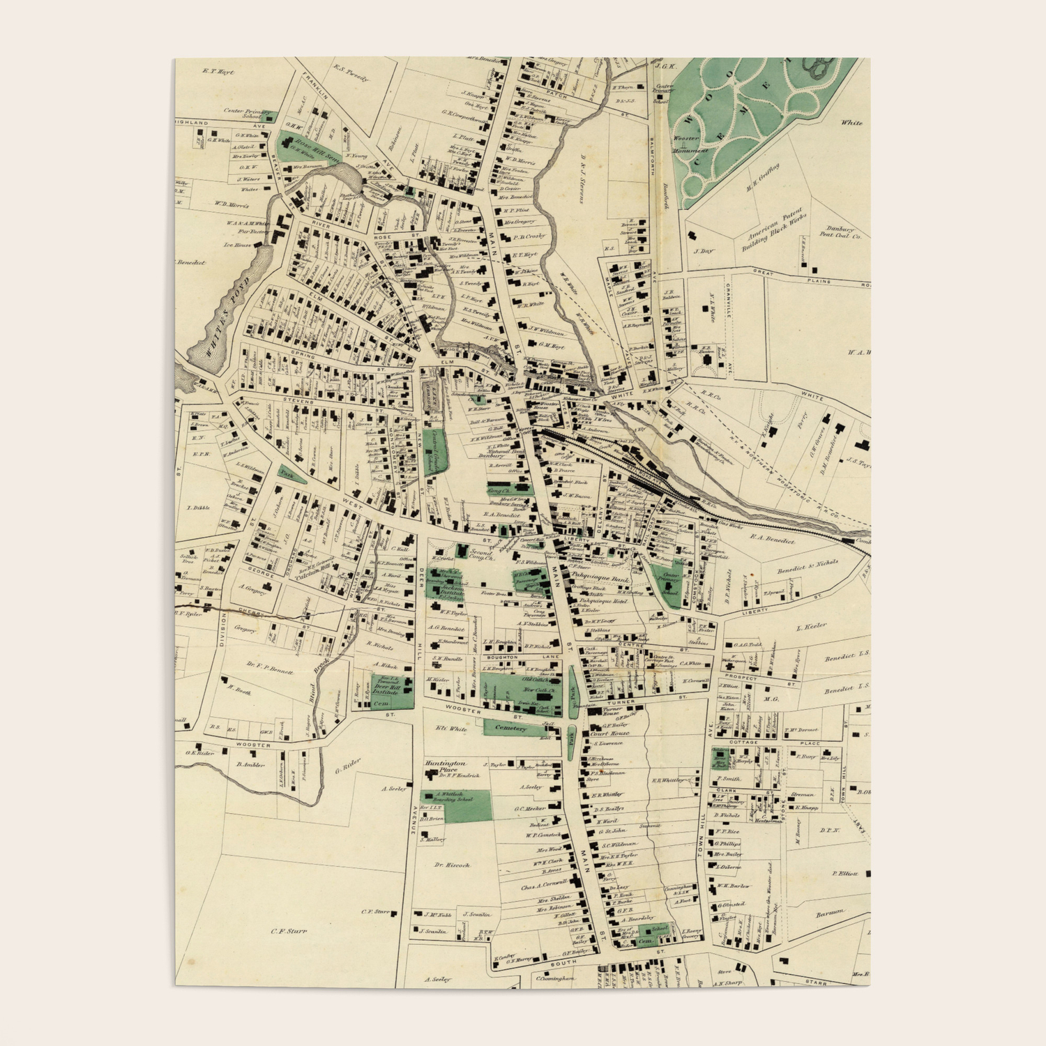 Map Of Danbury Ct Vintage Map Of Danbury Connecticut (1867) Poster By Bravuramedia | Society6