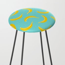 BANANA SMOOTHIE in YELLOW AND WARM WHITE ON BRIGHT TURQUOISE BLUE Counter Stool