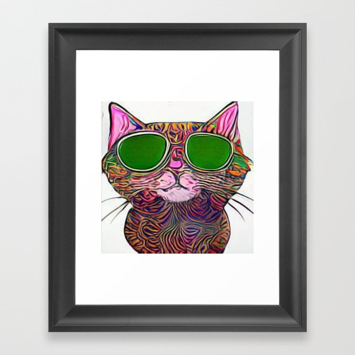 Wavy the LSD Cat Framed Art Print
