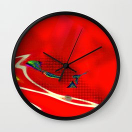 Cloudy looking gradient, 3d, noisy, mosaic tiles, blurry, wavy, spiral and blowy colorful texture hovering over plain wall Wall Clock