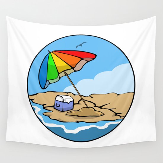 Summer Umbrella Wall Tapestry
