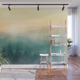 Foggy Forest Mountain Sunrise (Color) Wall Mural