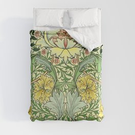 Art Nouveau Verdant Green Foliage  Duvet Cover