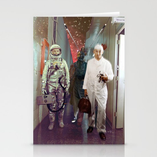 Space Check Collage Stationery Cards