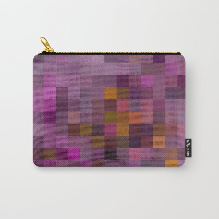 graphic design geometric pixel square pattern abstract in pink purple yellow Carry-All Pouch