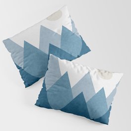 Calming Abstract Geometric Mountains Blue Pillow Sham