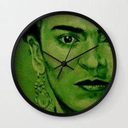 Frida Kahlo - red bow Wall Clock
