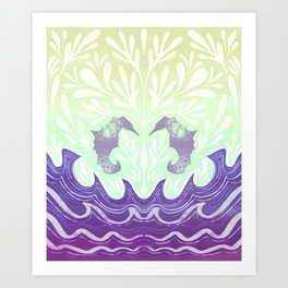 Seahorse Design in purple Art Print