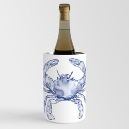 Crab Watercolor (Part of a Set of Three), Navy and White Wine Chiller